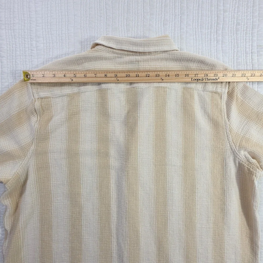 ROWM Open Weave Cotton Shirt Men's 3XT Tan Short Sleeve Button Up Vactionwear